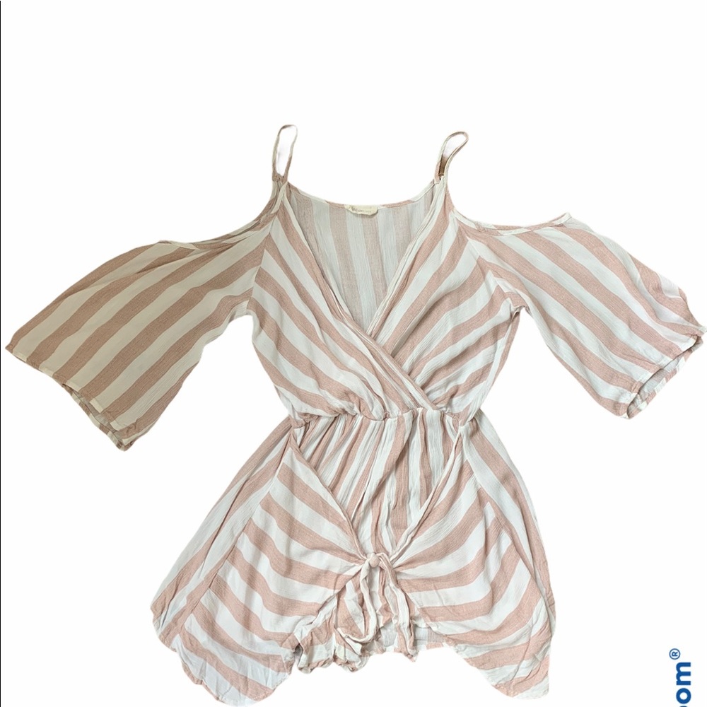 Millibon pink and white striped romper